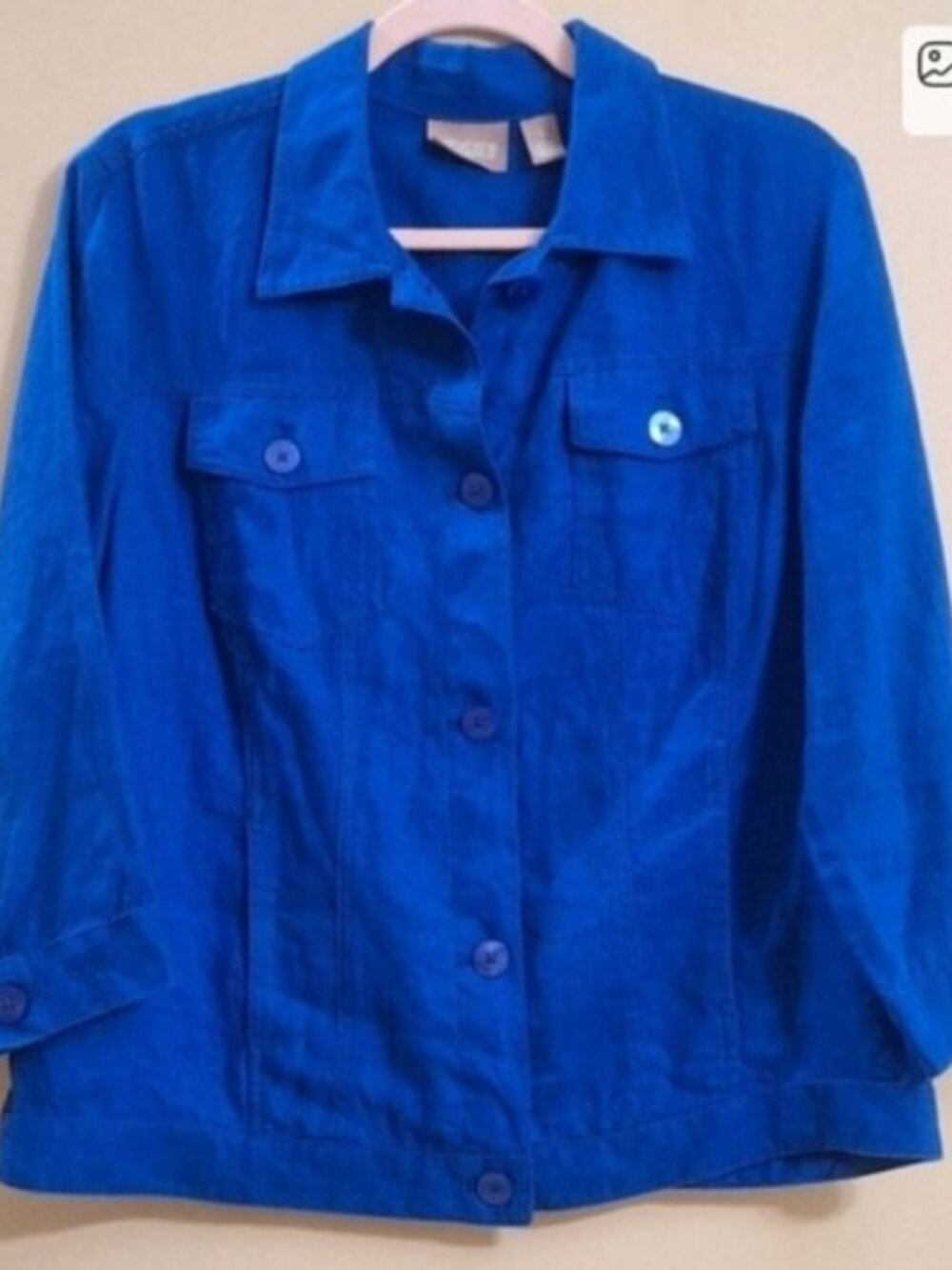 Chico's Womens XL Linen Blue Button Down Shirt  levis Jacket Medium